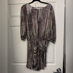 ba&sh Long Sleeve Dress in Black and Gray